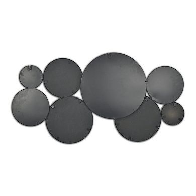 HomeRoots Set Of Eight Black Metal Round Cojoined Accent Mirrors