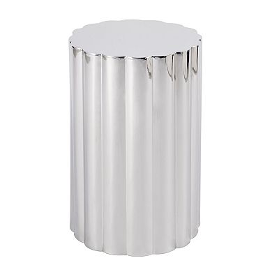 HomeRoots 18" Silver Stainless Steel Block End Table