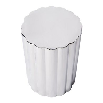 HomeRoots 18" Silver Stainless Steel Block End Table