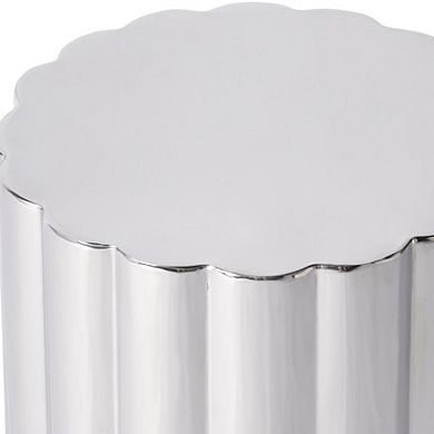 HomeRoots 18" Silver Stainless Steel Block End Table