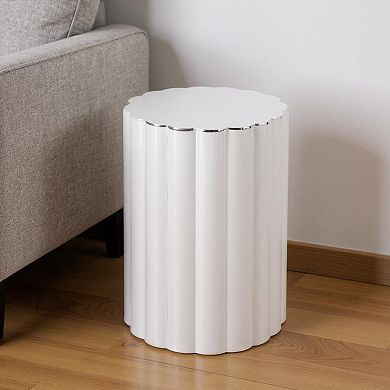 HomeRoots 18" Silver Stainless Steel Block End Table