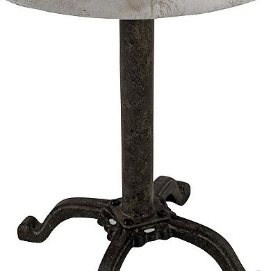 HomeRoots 22" Natural and Black Solid Wood and Metal Height Adjustable Round Pedestal End Table