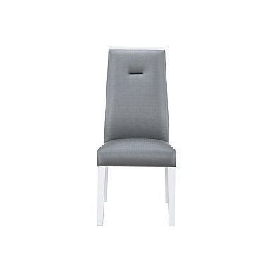 HomeRoots Set of Two Gray And White Upholstered Faux Leather Dining Side Chairs
