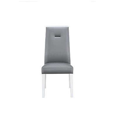 HomeRoots Set of Two Gray And White Upholstered Faux Leather Dining Side Chairs