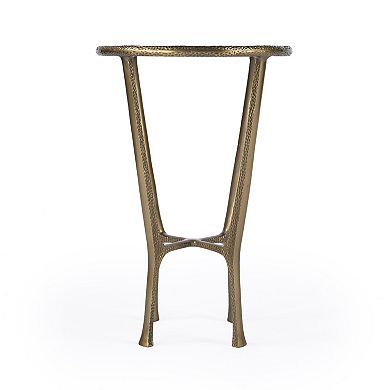 HomeRoots 23" White and Gold Distressed Marble and Aluminum Round End Table