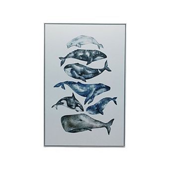 HomeRoots Whale Study White Floater Frame Wall Art