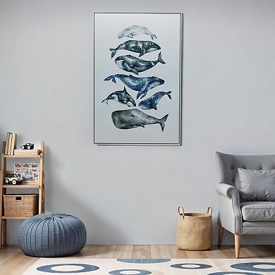 HomeRoots Whale Study White Floater Frame Wall Art