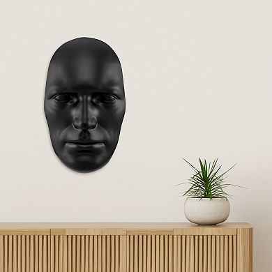 HomeRoots 28" X 17" Black Face Resin Oval Hanging Dimensional Sculpture