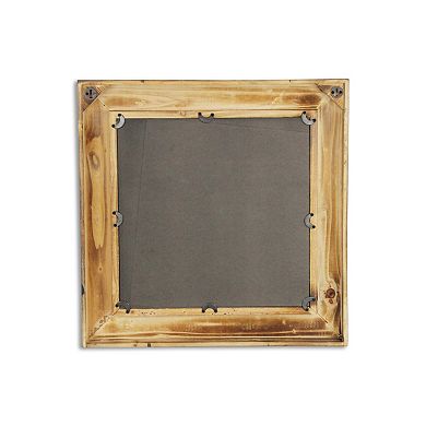 HomeRoots 22" Brown Wood With Gold Bows Square Accent Mirror