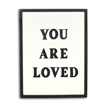 HomeRoots 16" X 12" Black And White You Are Loved Framed Wall Decor