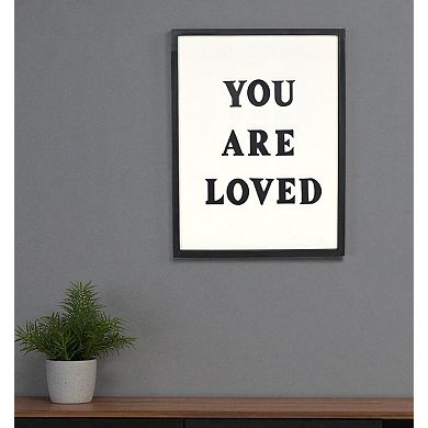 HomeRoots 16" X 12" Black And White You Are Loved Framed Wall Decor
