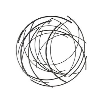 HomeRoots 20" X 20" Black Abstract Metal Circle Hanging Dimensional Sculpture