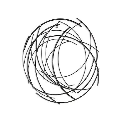 HomeRoots 20" X 20" Black Abstract Metal Circle Hanging Dimensional Sculpture