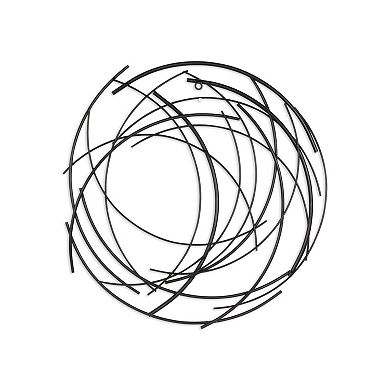 HomeRoots 20" X 20" Black Abstract Metal Circle Hanging Dimensional Sculpture