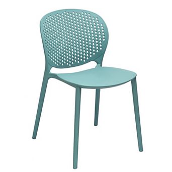 HomeRoots Set of Four Blue Heavy Duty Plastic Dining Side Chairs