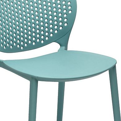 HomeRoots Set of Four Blue Heavy Duty Plastic Dining Side Chairs