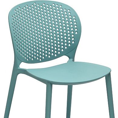 HomeRoots Set of Four Blue Heavy Duty Plastic Dining Side Chairs