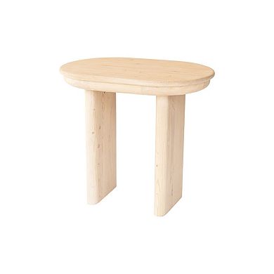 HomeRoots 22" Natural Solid Wood Oval Sled End Table