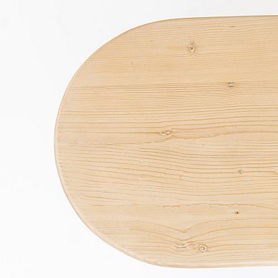 HomeRoots 22" Natural Solid Wood Oval Sled End Table