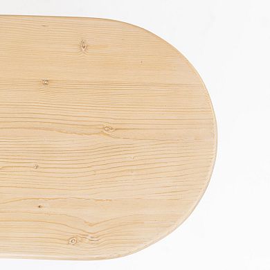 HomeRoots 22" Natural Solid Wood Oval Sled End Table
