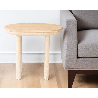 HomeRoots 22" Natural Solid Wood Oval Sled End Table