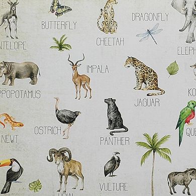 HomeRoots Jungle Animals Alphabet Black Floater Frame Wall Art