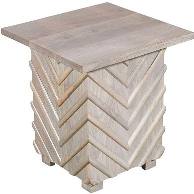 HomeRoots 24" White Distressed Solid Wood Square End Table