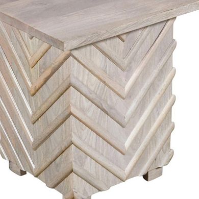 HomeRoots 24" White Distressed Solid Wood Square End Table