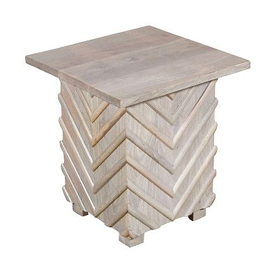HomeRoots 24" White Distressed Solid Wood Square End Table