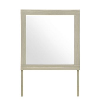 HomeRoots 35" Natural Wood Square Frame Mounted Dresser Mirror