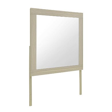 HomeRoots 35" Natural Wood Square Frame Mounted Dresser Mirror