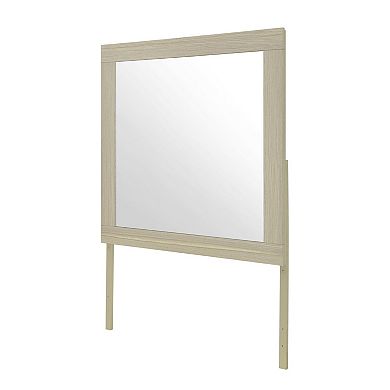 HomeRoots 35" Natural Wood Square Frame Mounted Dresser Mirror