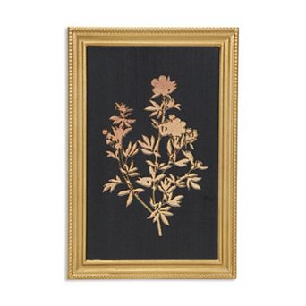 HomeRoots 21" X 14" Gold And Black Flower Bouquet Wood Framed Art