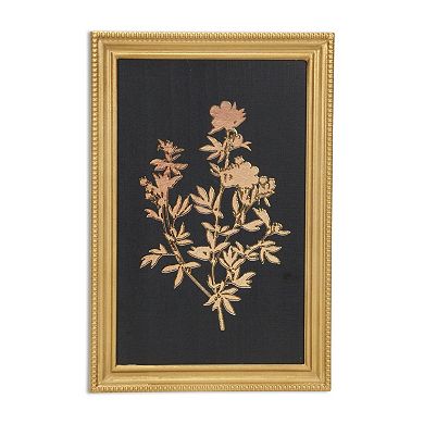 HomeRoots 21" X 14" Gold And Black Flower Bouquet Wood Framed Art