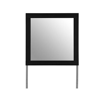 HomeRoots 35" Black Wood Square Mounted Framed Dresser Mirror