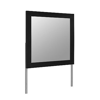 HomeRoots 35" Black Wood Square Mounted Framed Dresser Mirror