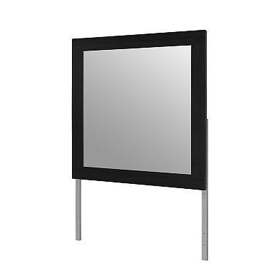 HomeRoots 35" Black Wood Square Mounted Framed Dresser Mirror