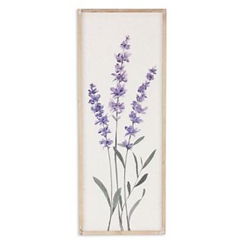 HomeRoots 32" X 12" Natural White And Lavender Floral Wood Framed Art