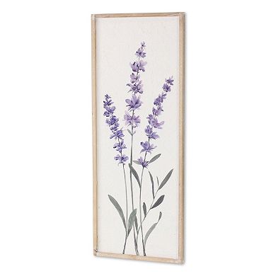 HomeRoots 32" X 12" Natural White And Lavender Floral Wood Framed Art