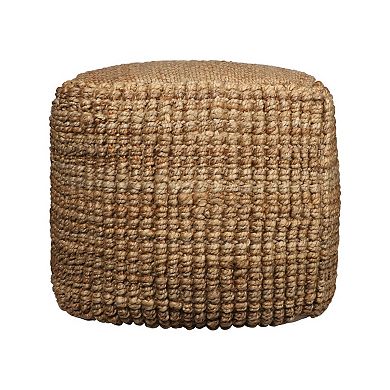 HomeRoots 18" Natural Jute Blend Cube Pouf Ottoman
