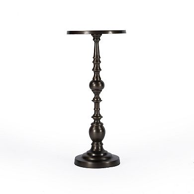 HomeRoots 23" Bronze Metal Round Pedestal End Table