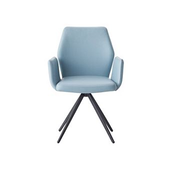 HomeRoots Light Blue and Black Upholstered Leather Dining Side Chair