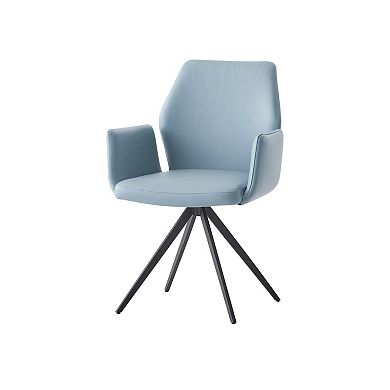HomeRoots Light Blue and Black Upholstered Leather Dining Side Chair