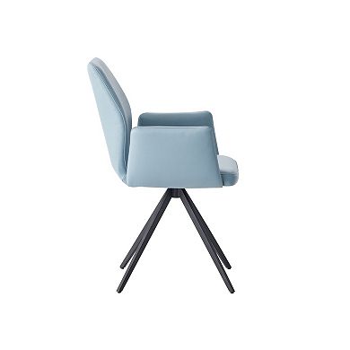 HomeRoots Light Blue and Black Upholstered Leather Dining Side Chair