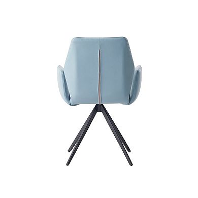HomeRoots Light Blue and Black Upholstered Leather Dining Side Chair