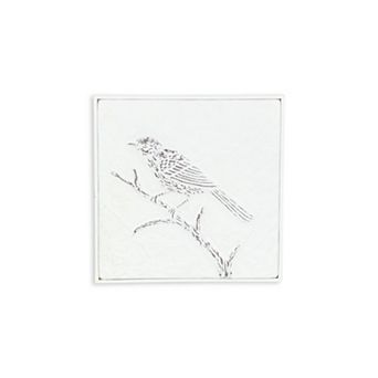 HomeRoots 10" X 10" White Bird Metal Square Hanging Wall Decor