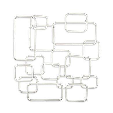 HomeRoots 27" X 26" Silver Geometric Metal Abstract Hanging Dimensional Sculpture
