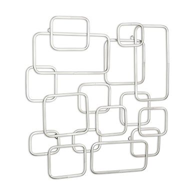 HomeRoots 27" X 26" Silver Geometric Metal Abstract Hanging Dimensional Sculpture