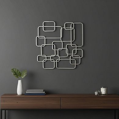 HomeRoots 27" X 26" Silver Geometric Metal Abstract Hanging Dimensional Sculpture