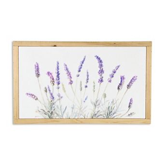 HomeRoots 16" X 26" Natural White And Lavender Floral Wood Framed Art